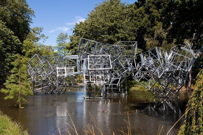 Hector Zamora, Muegano, 2010/2012. Kiosk Lake, Christchurch Botanic Gardens. Commissioned by SCAPE Public Art. Photo: Bridgit Anderson.